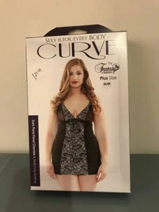BLACK FLORAL CHEMISE & THONG FANTASY LINGERIE CURVE SIZE 3XL 4XL SEXY GIFT - Picture 1 of 1