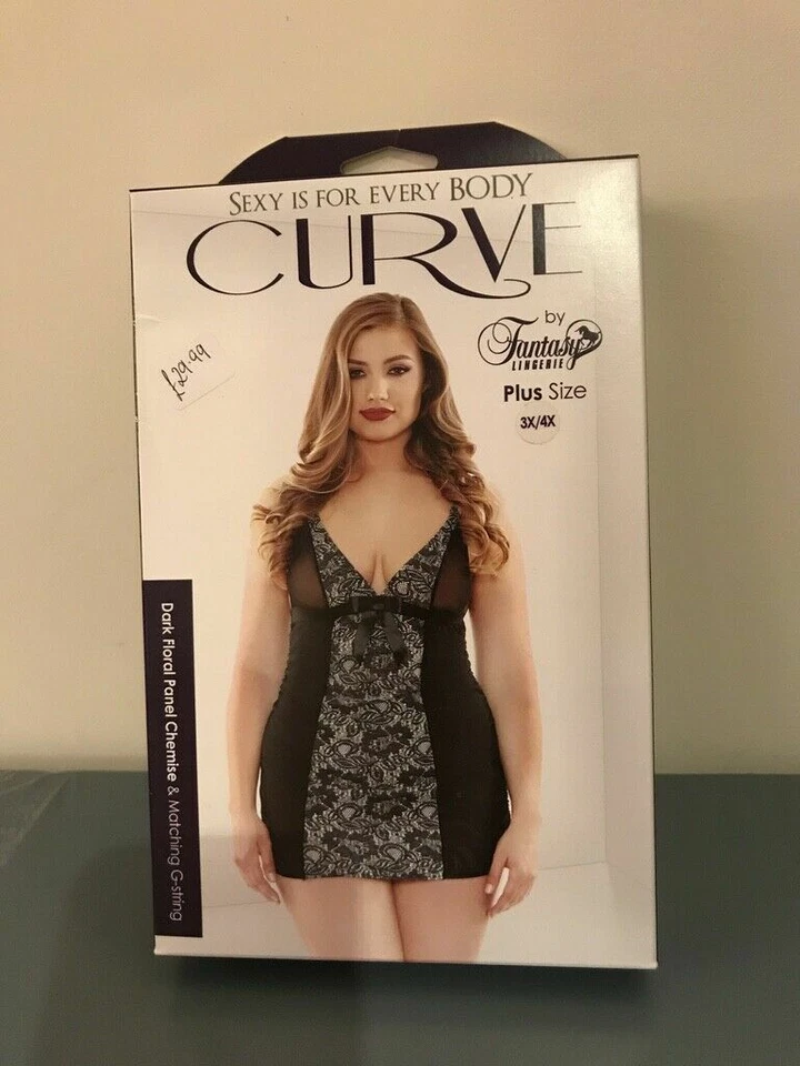 BLACK FLORAL CHEMISE & THONG FANTASY LINGERIE CURVE SIZE 3XL 4XL SEXY GIFT - Image 1 of 1