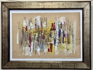 Abstract Gouache Painting by Brazilian Artist Antonio Bandeira Signed Dated 1965 - Picture 1 of 9