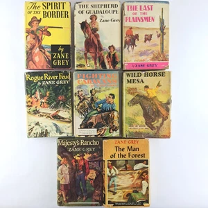8 Zane Grey Hardcover Books, Vintage Westerns - Grosset & Dunlap, Triangle - Picture 1 of 24