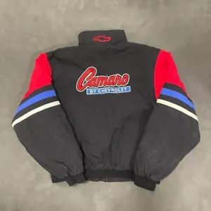 VTG Chevrolet Camaro Ashley Sewn Products Black Quilted Puffer Jacket Size Large - Picture 1 of 7