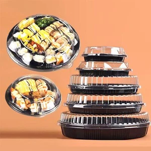 Grandi piatti da portata sushi rotondi monouso top trasparente - scatola torta trasparente - Foto 1 di 4