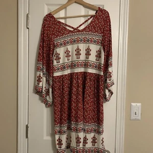 Boohoo Women Short Dress Sleeves Size 8 Floral Boho Peasant Cottage Core Hippie - Picture 1 of 22