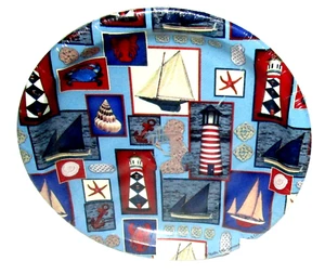 NAUTICAL~ Dessert Paper Plates ~ 8 Ct. ~ 7" Plates ~ NAUTICAL PATCHWORK - Picture 1 of 1