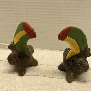 Pair of Mexican Folk Art Ceramic Clay Toucan Whistle Flutes - Picture 1 of 6