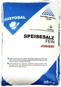 SALINA GUSTOSAL SIEDE SPEISESALZ FEIN JODIERT 25KG KOCHSALZ SIEDESALZ SALZ KOCHE - Bild 1 von 1