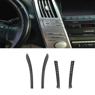 Cubierta de ventilación de aire de consola central de fibra de carbono 4 piezas para Lexus RX330 RX350 2004-2009 Foto 1 de 4