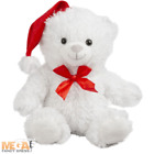 25cm Glitter Christmas Teddy Bear + Hat Adults Soft Toy Kids Xmas Festive Gift 