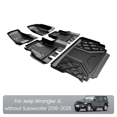 For Jeep Wrangler JL 2018-2025 without Subwoofer Floor Mats TPE Trunk Mat Liner - Image 1 of 4