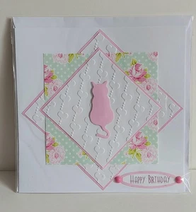 Handcrafted Birthday Card - Silhoutte Cats, for Cats Protection Charity, 4 types - Picture 1 of 9