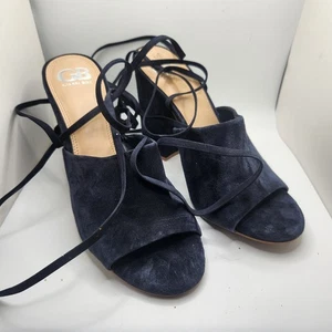 Gianni Bini Damengröße 8 Veloursleder zehenfrei Blockabsatz Riemchen marineblau Kat Kall Pantolette - Bild 1 von 9