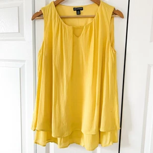 Nina Leonard gelb ärmellos Lagenlook Chiffon Bluse Top Größe S gebraucht, in einwandfreiem Zustand - Bild 1 von 5