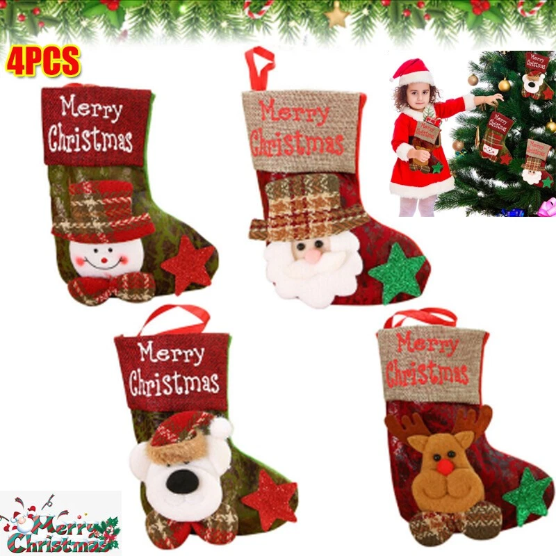 XL Weihnachtssocke Aus Filz – 51 Cm, Mit 3D-Weihnachtsmann, Haken Zum Aufhängen