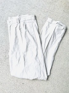 Men's Alan Flusser Linen blend pleated and cuffed dress pants Size 36x32 Ivory - Picture 1 of 7