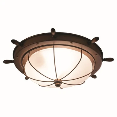 Vaxcel - Orleans 2-Light Outdoor Ceiling in Coastal and Ships Wheel Style 5 - Image 1 of 4