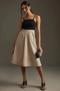 NWOT Anthropologie Maeve Sleeveless Rib Poplin Twofer Midi Dress Black Small - Picture 1 of 7