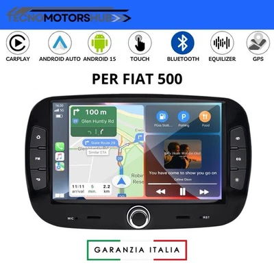 Android 15 Autoradio 7” per Fiat 500 2015 - 2020 CARPLAY Wireless 2+64GB GPS RDS - Immagine 1 di 4