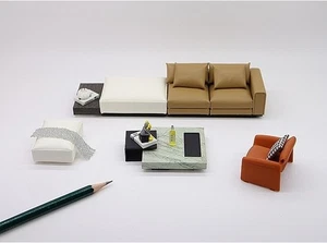 Diorama 1:18/24 Sofa Coffee Table Model Set Garage Workshop Scene Furniture Toy - Picture 1 of 23