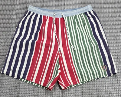 Vintage Tommy Hilfiger 90s Multicolor Stripe Color block  Swim Trunks Sz M - Image 1 of 4