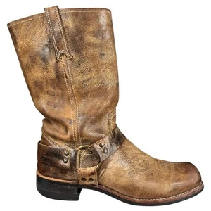 Frye Men’s 12R Brown Distressed Leather Harness Boots Size US 11 - Picture 1 of 14