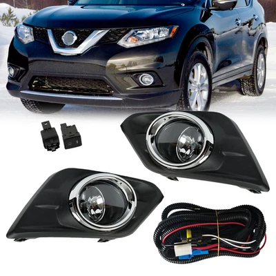 Luz antiniebla de lente cromada lámpara de conducción + interruptor + bisel para Nissan Rogue 2014 2015 2016 Foto 1 de 4