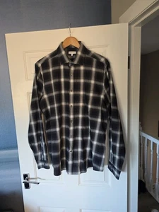 REISS BLACK AND WHITE LONG SLEEVED CHECKED SHIRT,XL,NEW,NEVER WORN,P/P 23 INCH - Picture 1 of 4