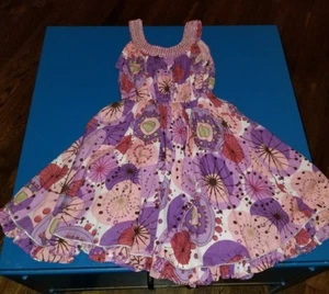 CUPCAKES AND PASTRIES GIRLS pink purple floral lined ruffles silver DRESS size 8 - Picture 1 of 4
