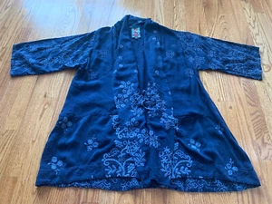 Johnny Was Navy Floral Embroidered Kimono Size M - Picture 1 of 7