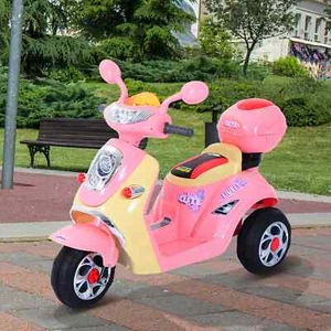 Kinder Mädchen rosa Motorrad Elektro Aufsitzfahrrad mit Lichtern rosa und Musik spielen - Bild 1 von 11