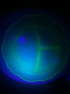 Depression Glass Federal Patrician green uranium devided grill plate 11" c. 1933 - Picture 1 of 4