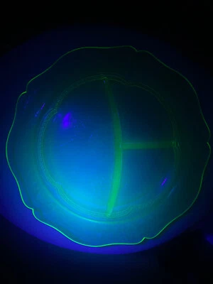 Depression Glass Federal Patrician green uranium devided grill plate 11" c. 1933 - Image 1 of 4