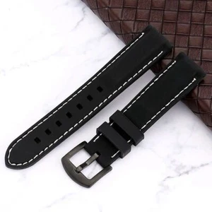 White/Red Stiching 20/22/24mm Waterproof Rubber Band Replacement Wrist Strap - Picture 1 of 11