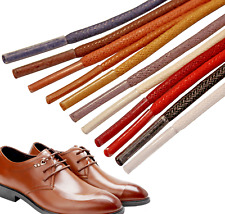 Waxed Cotton Round Shoelaces 3mm Shoe Laces Cord Thin Brogues Dress Natural UK