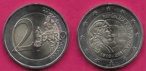 PORTUGAL 2 EURO 2010 UNC 1 YEAR TYPE,100th ANNIVERSARY OF THE PORTUGUESE REPUBLI - Picture 1 of 1