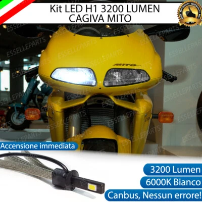 KIT A LED H1 6000K 3200 LUMEN CAGIVA MITO ABBAGLIANTE ACCENSIONE RAPIDA NO ERROR - Immagine 1 di 2