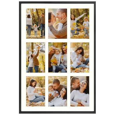 13.6x19.7 Aluminum Collage Picture Frame Displays Nine 4x6 Pictures with Mat - Image 1 of 4