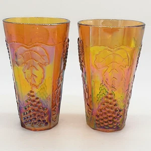 Indiana Carnival Glas Ernte Traube Bernstein irisierend Becher 2er Set Vintage - Bild 1 von 7
