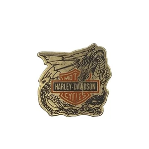 Harley Davidson Vintage 1991 Dragon Over Badge Shield Logo Pin Biker Jacket Vest - Picture 1 of 4