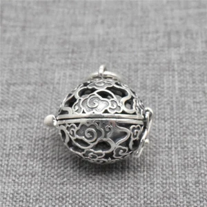 Sterling Silver Prayer Box Pendant w/ Cloud Design 925 Silver Wish Memory Locket - Picture 1 of 6