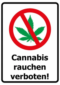 Cannabis Rauchen Verboten Aufkleber 23x16 cm Hinweiszeichen Sticker CT-02 - Bild 1 von 4