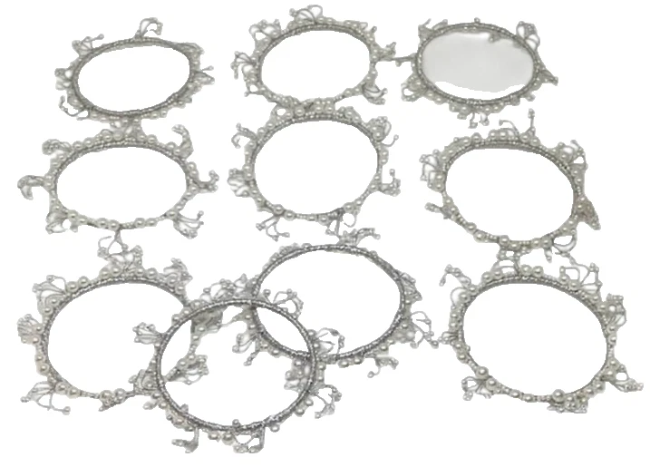 Beads Pearls Candle Rings Wreaths Wire Silver White Wedding Party Decor Lot 10 - Image 1 of 4