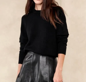 NWT!!! Banana Republic Women's RT$100 Black Demi Cotton-Silk Crewneck Sweater XS - Picture 1 of 7