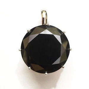 100 Ct. Round Black Diamond Pendant Great Shine & Luster In 925 Sterling Silver - Picture 1 of 4
