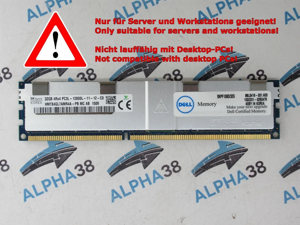 SK hynix 32 GB Lrdimm ECC Reg DDR3-1600 RAM Dell PowerEdge R620 Server RAM - Image 1 of 1