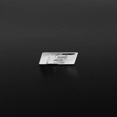 Audi S SLine Schriftzug Logo Emblem selbstklebend 9x30mm rot schwarz chrom - Bild 1 von 3