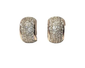 Christian Dior Luxury Silver-Tone Rhinestones Half Hoop Pave Clip-on Earrings - Picture 1 of 6