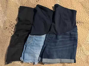 Lot of 3 Isabel Maternity Denim Shorts Different Styles Size 4 Bundle Belly Band - Picture 1 of 10