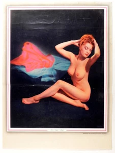 CALENDAR SAMPLE NUDE RISQUE PIN-UP c.A.Fox 1954 Heart Stopping Redhead - Picture 1 of 4