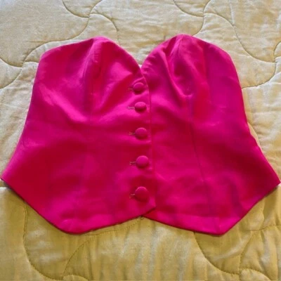 White Fox Boutique Bubblegum Hot Pink Vest Bustier Sz L NWT Barbie Playboy Bunny - Image 1 of 4