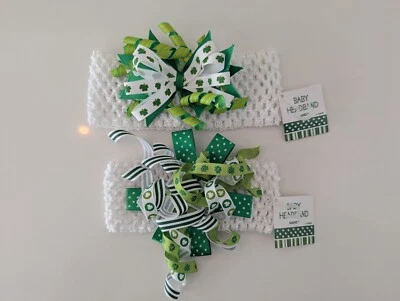 全新 Nwt Boutique 品牌 Ganz 女宝宝丝带头带 批量 St Patrick Day 服装 — 第 1/4 张图片